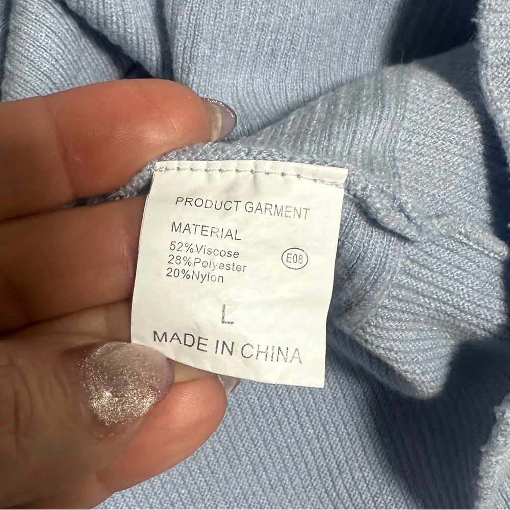 Matching Sweater Set Ribbed Light Blue Size Large - Picture 5 of 11